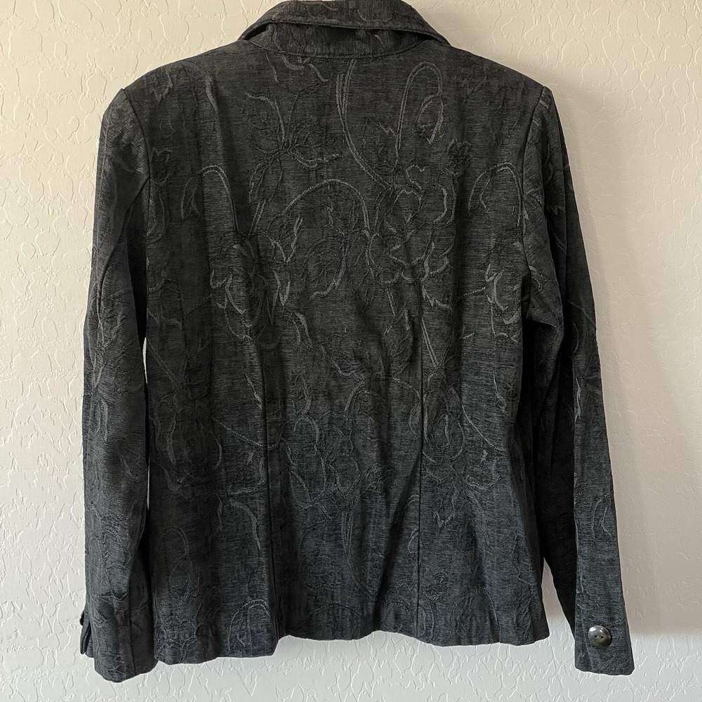 VTG Joanna Blouse Women's Size Medium, Black Long Sleeve Button Up Shoulder Pads - Picture 6 of 9